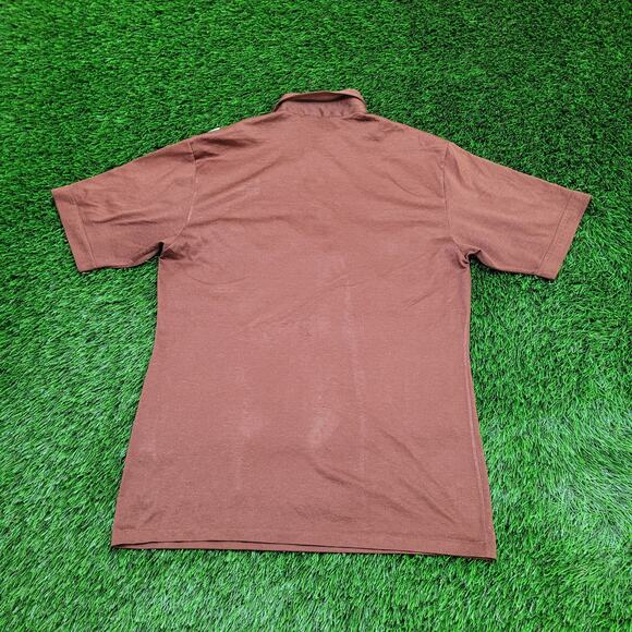 Vintage 80s MOD Polo Shirt Medium 19x28 Brown - Picture 2 of 13